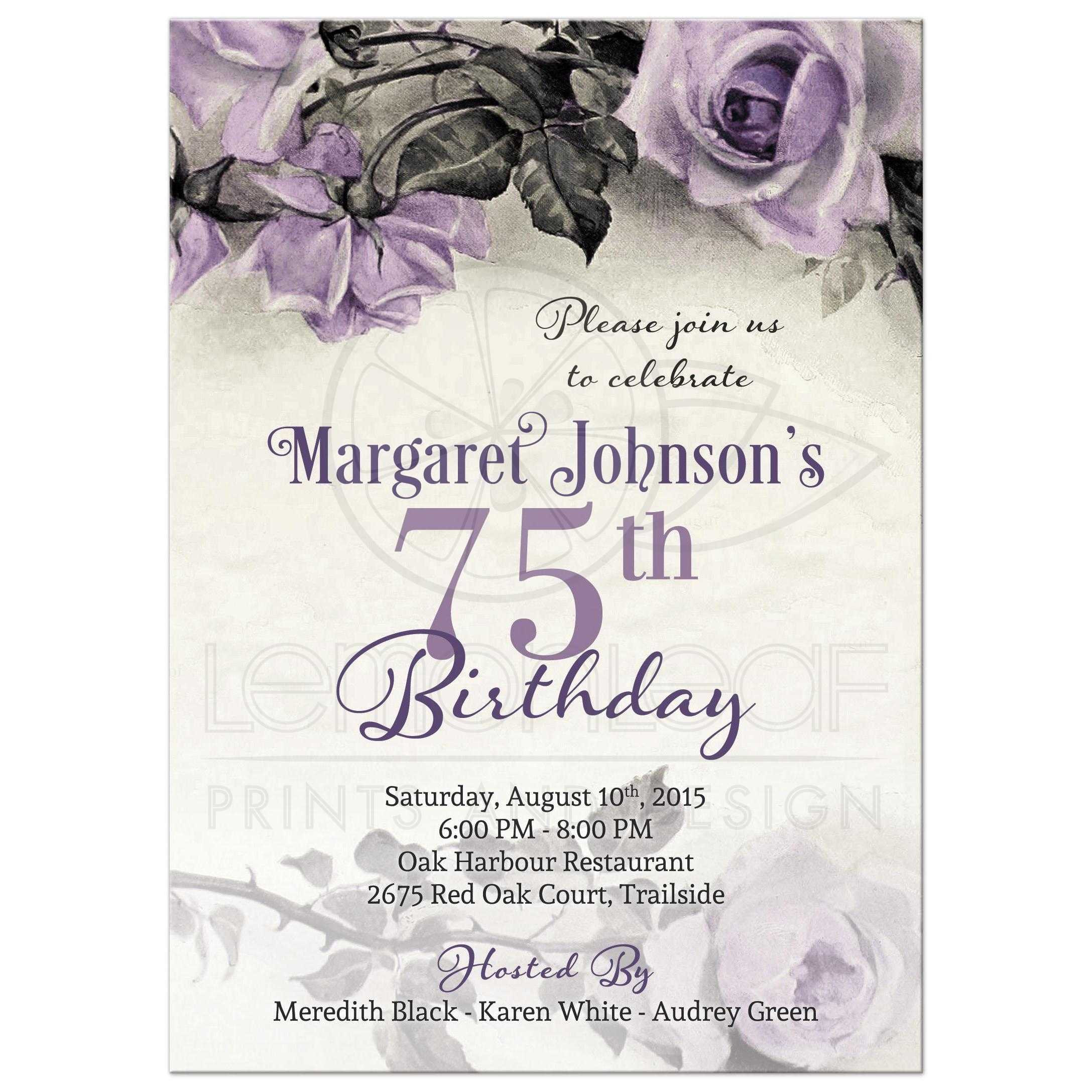 75th Birthday Party Invitations
 75th Birthday Invitation