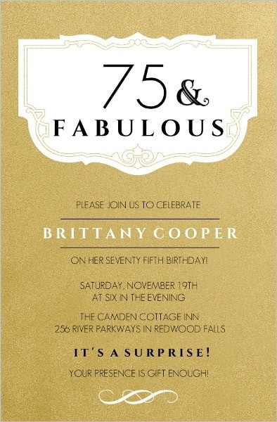 75th Birthday Party Invitations
 The Best 75th Birthday Invitations and Party Invitation