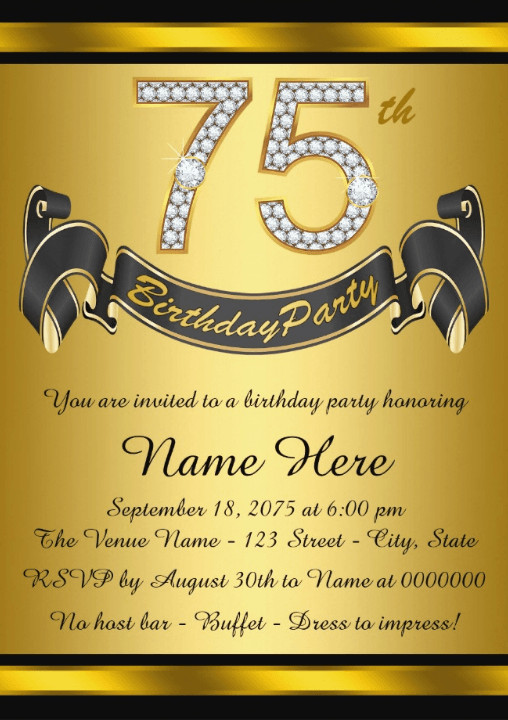 75th Birthday Party Invitations
 75th Birthday Invitations 50 Gorgeous 75th Party Invites