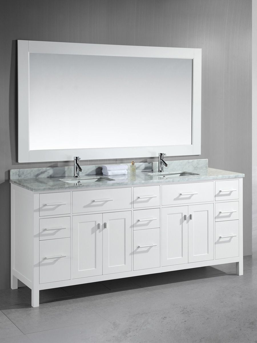 78 Inch Bathroom Vanity
 78" London Double Sink Vanity White