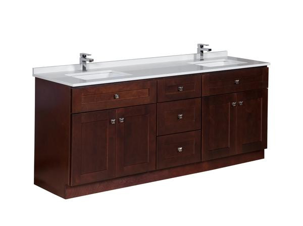 78 Inch Bathroom Vanity
 78 ̎ Double Sink Maple Wood Bathroom Vanity in Java