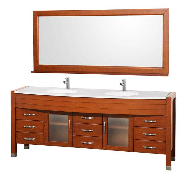 78 Inch Bathroom Vanity
 Shop Wyndham Collection Daytona Cherry 78 inch Double