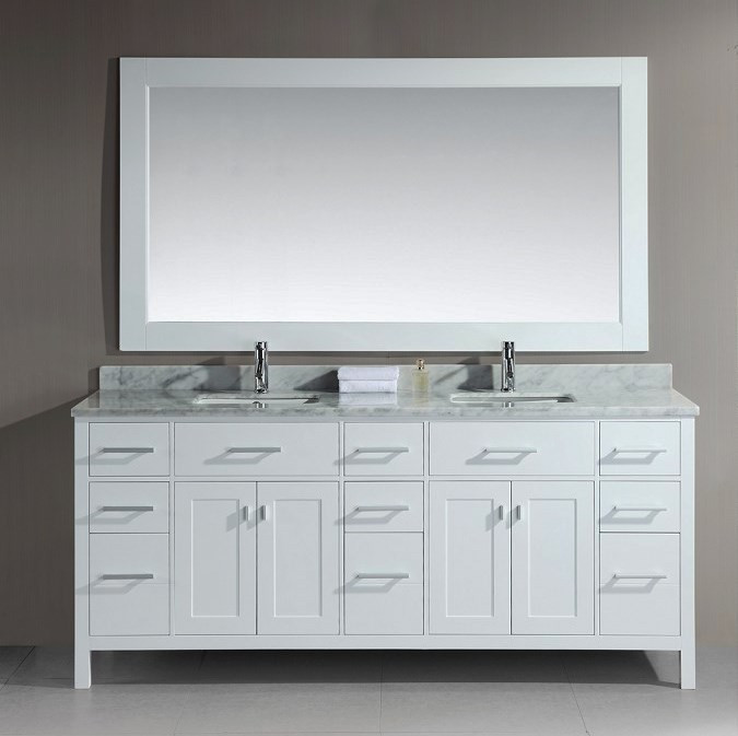 78 Inch Bathroom Vanity
 London 78 Inch Double Sink Vanity Set in White Design