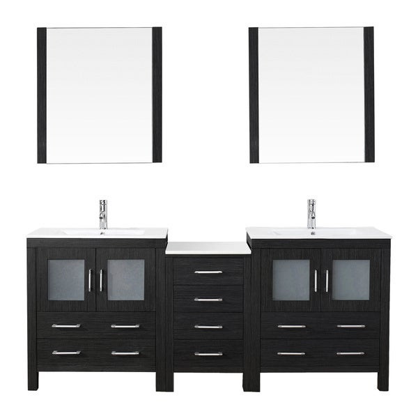 78 Inch Bathroom Vanity
 Virtu USA Dior 78 inch Double Sink Vanity Set in Zebra