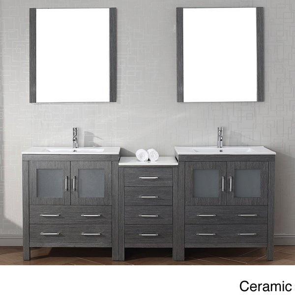 78 Inch Bathroom Vanity
 Virtu USA Dior 78 inch Double Sink Vanity Set in Zebra