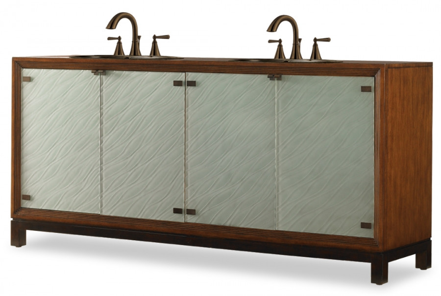 78 Inch Bathroom Vanity
 78 Inch Double Sink Bathroom Vanity in Sienna with Glass