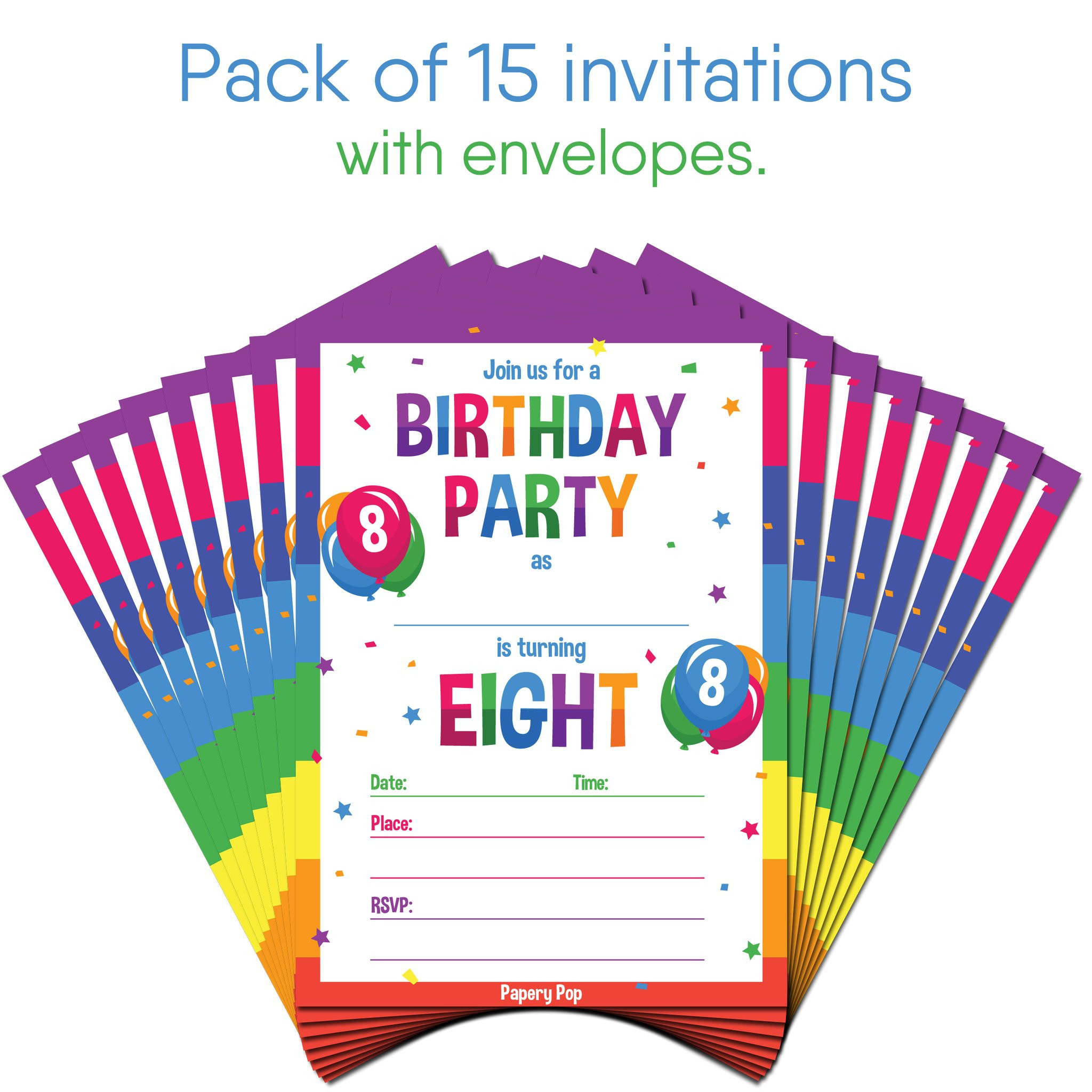 8 Year Old Girl Birthday Party
 8 Year Old Birthday Party Invitations with Envelopes 15