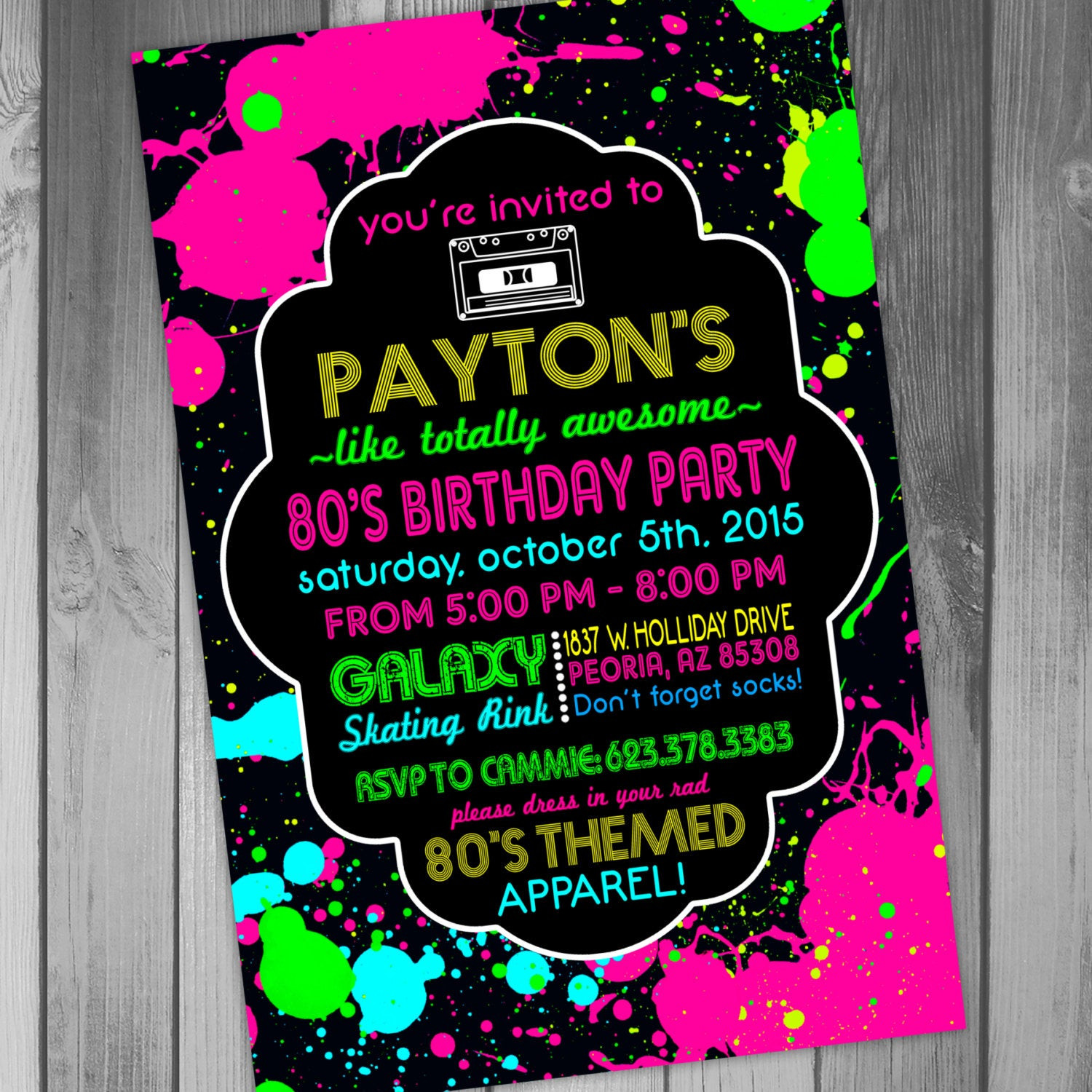 80 Birthday Party
 Birthday Party Invite 80s Birthday Party 80s Party by
