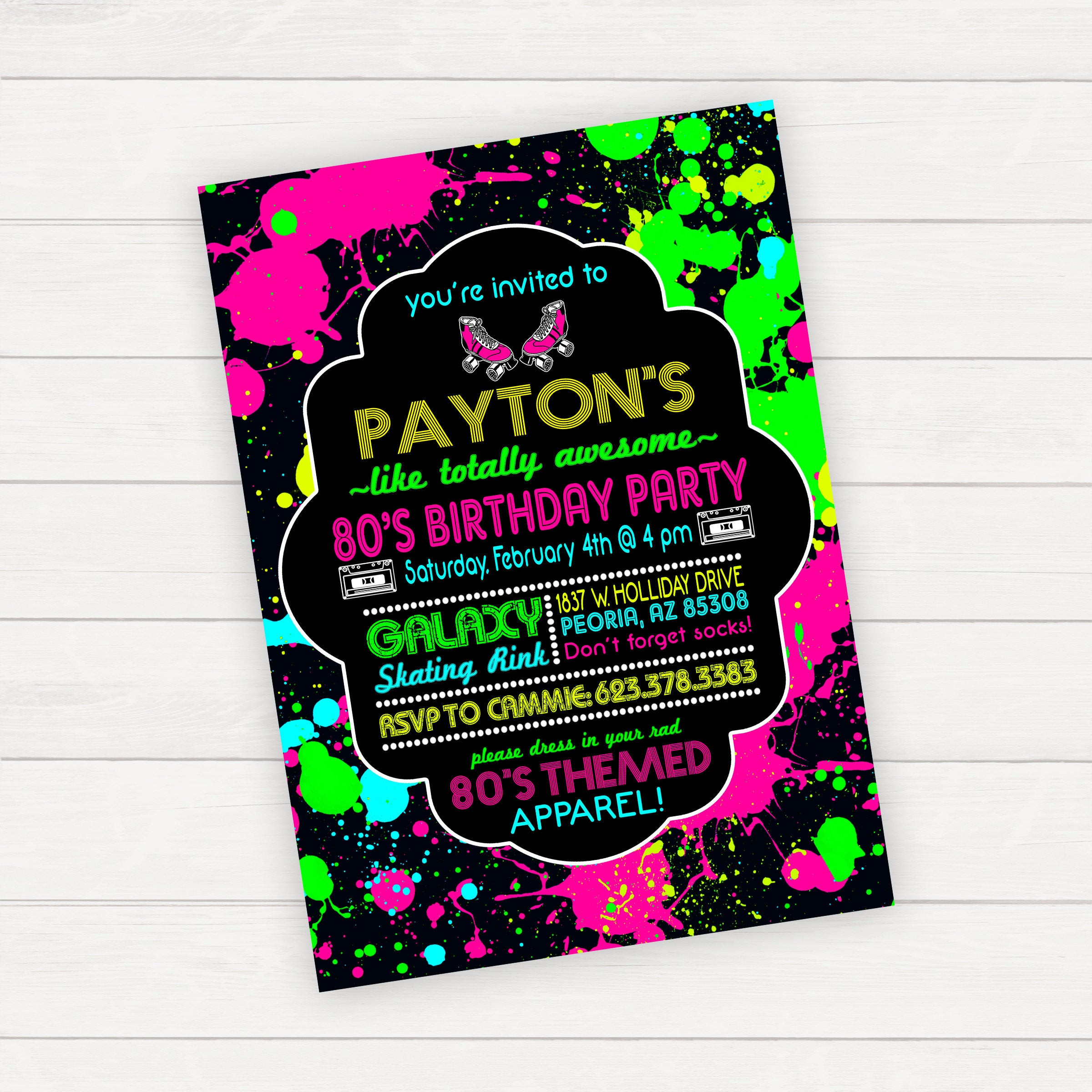 80 Birthday Party
 80s Party Invitation 80s Birthday Neon Birthday Party 80s