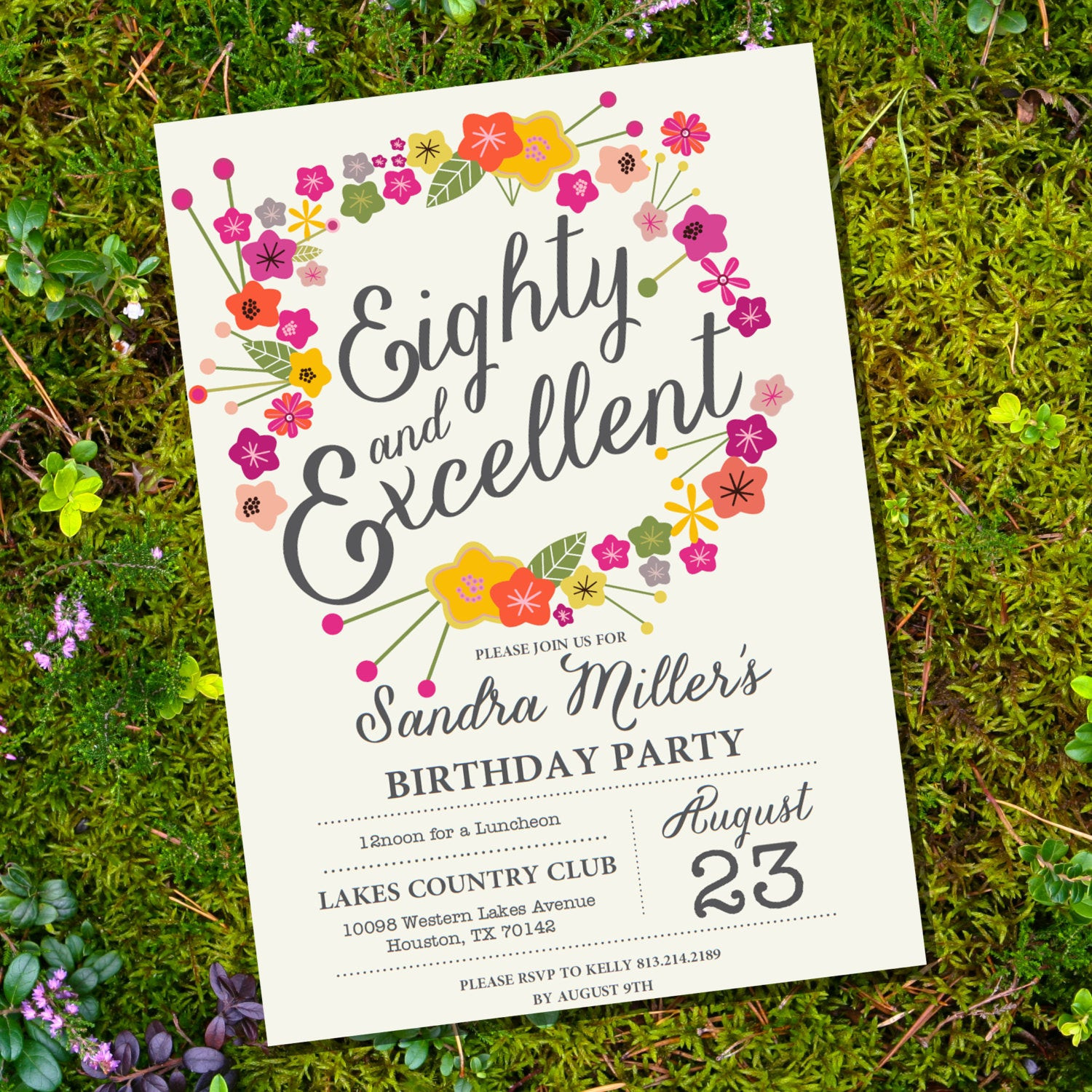 80th Birthday Invitation Templates
 Floral Eightieth Birthday Invitation 80th birthday