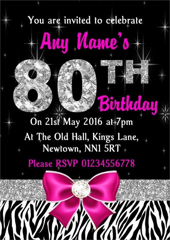 80th Birthday Invitation Templates
 26 80th Birthday Invitation Templates – Free Sample