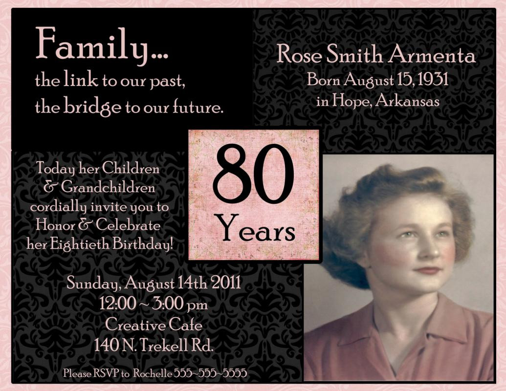 80th Birthday Invitation Templates
 80th Birthday Invitations