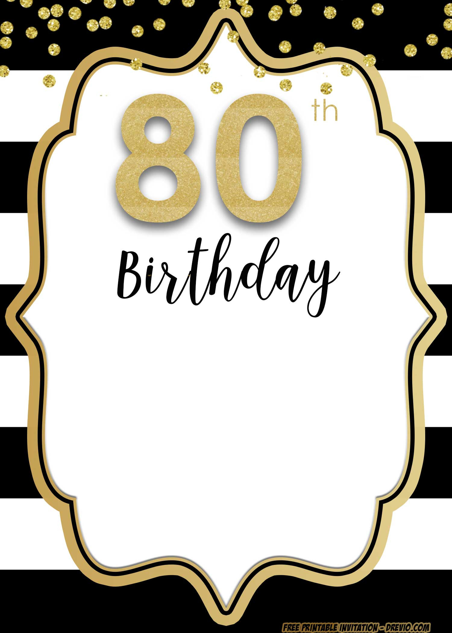 80th Birthday Invitation Templates
 Free Printable 80th Birthday Invitations