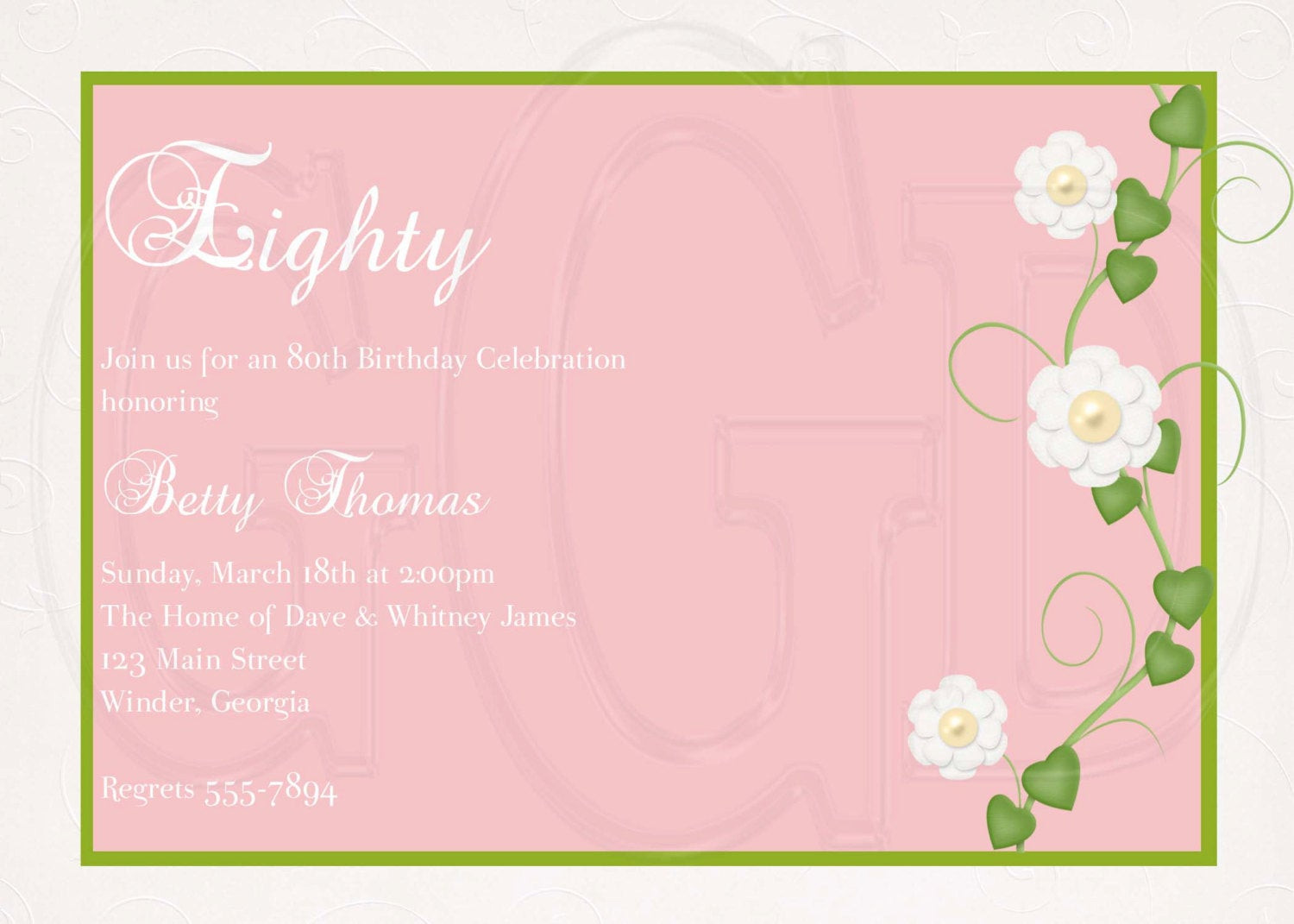 80th Birthday Invitation Templates
 Elegant 80th Birthday Invitation Digtial File