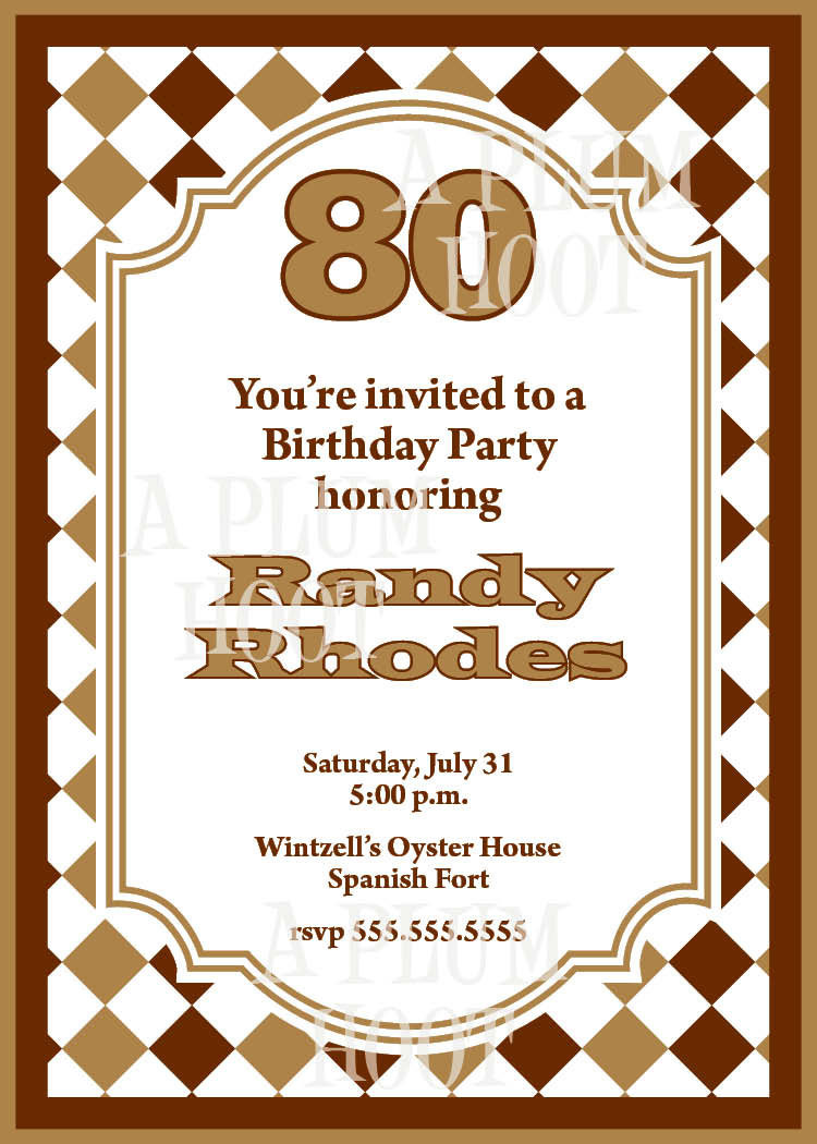 80th Birthday Invitation Wording
 Traditional 80th Birthday Invitation DIY Printable 5x7