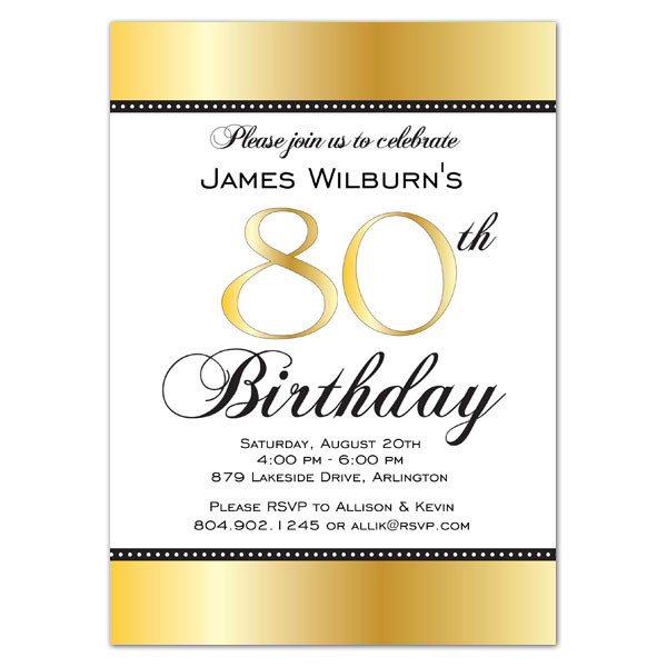 80th Birthday Invitation Wording
 Golden Celebration 80th Birthday Invitations