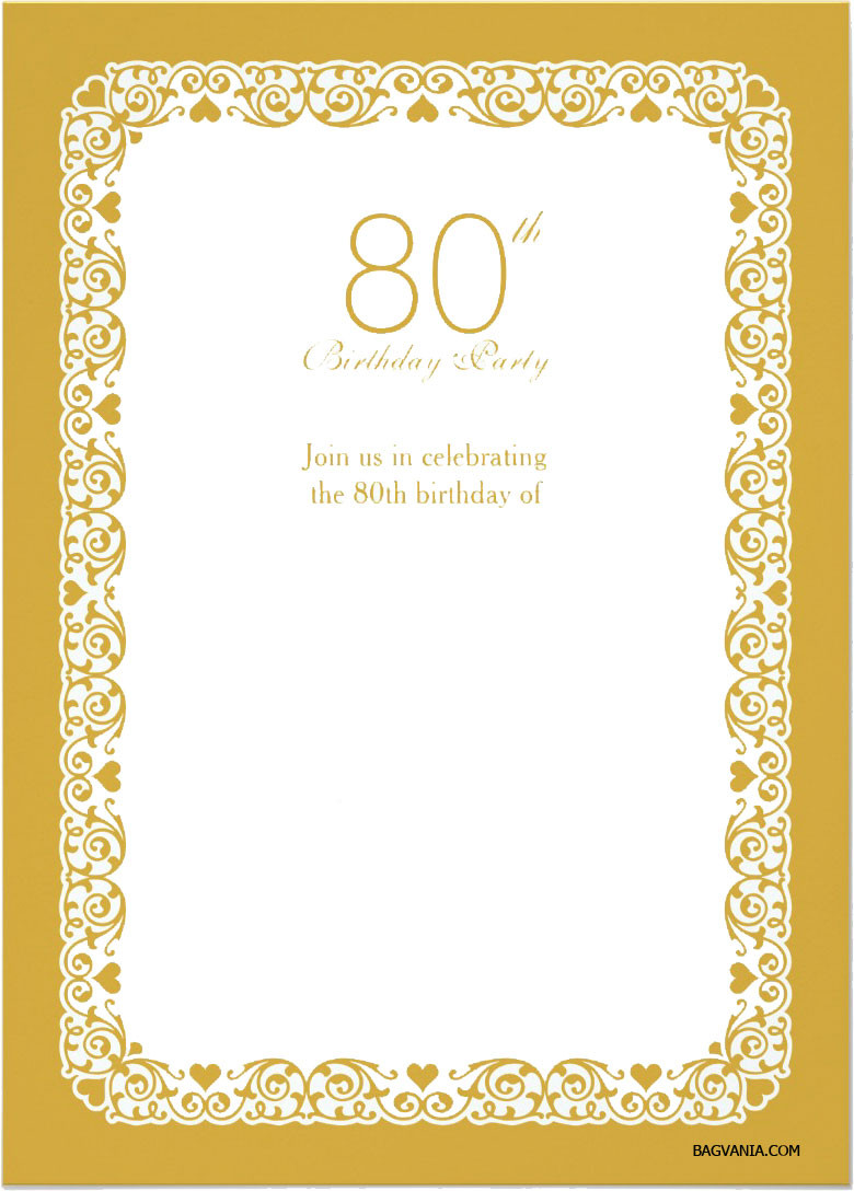 80th Birthday Invitation Wording
 Free Printable 80th Birthday Invitations – FREE Printable