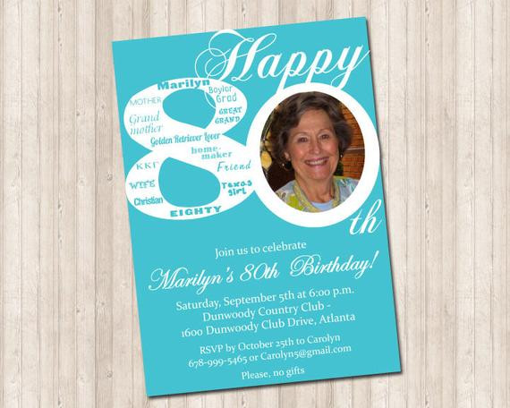 80th Birthday Invitation Wording
 80th Birthday Invitation with picture can do any age