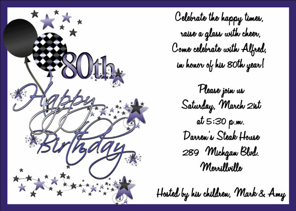 80th Birthday Invitation Wording
 Wording For 80th Birthday Invitation