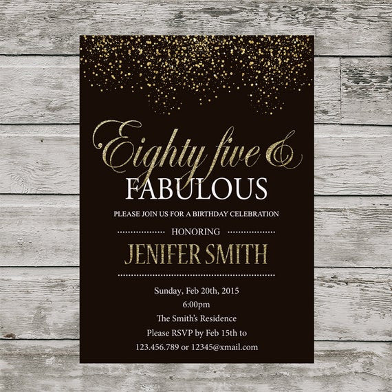 85th Birthday Invitations
 85th birthday invitation for women PRINTABLE Eighty Five