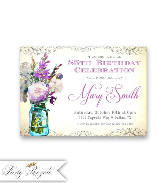 85th Birthday Invitations
 Women s 85th Birthday Invitations Purple Lavender