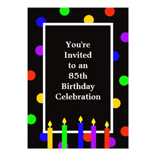 85th Birthday Invitations
 85th Birthday Party Invitation Colorful Candles 5" X 7