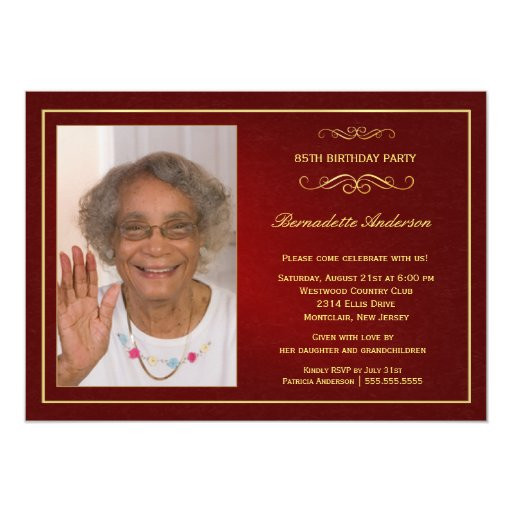 85th Birthday Invitations
 85th Birthday Party Invitations with photo