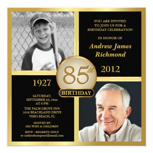 85th Birthday Invitations
 85th Birthday Invitations Then & Now s 5 25" Square