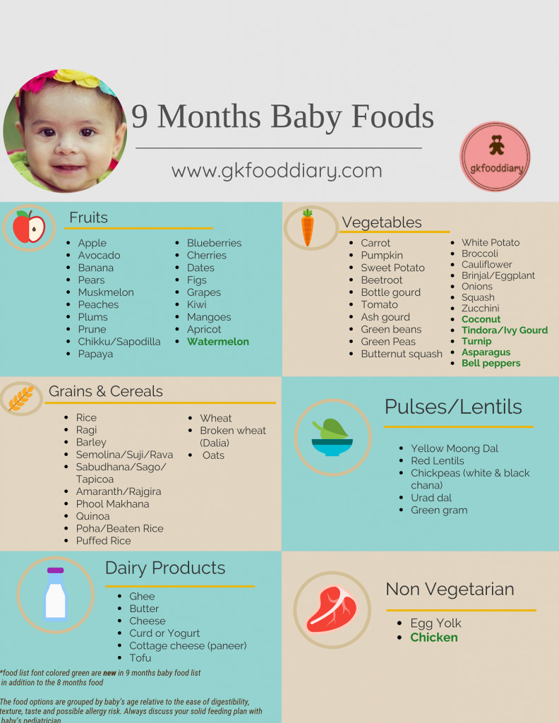 9 Month Old Baby Recipes
 9 Months Baby Food Chart