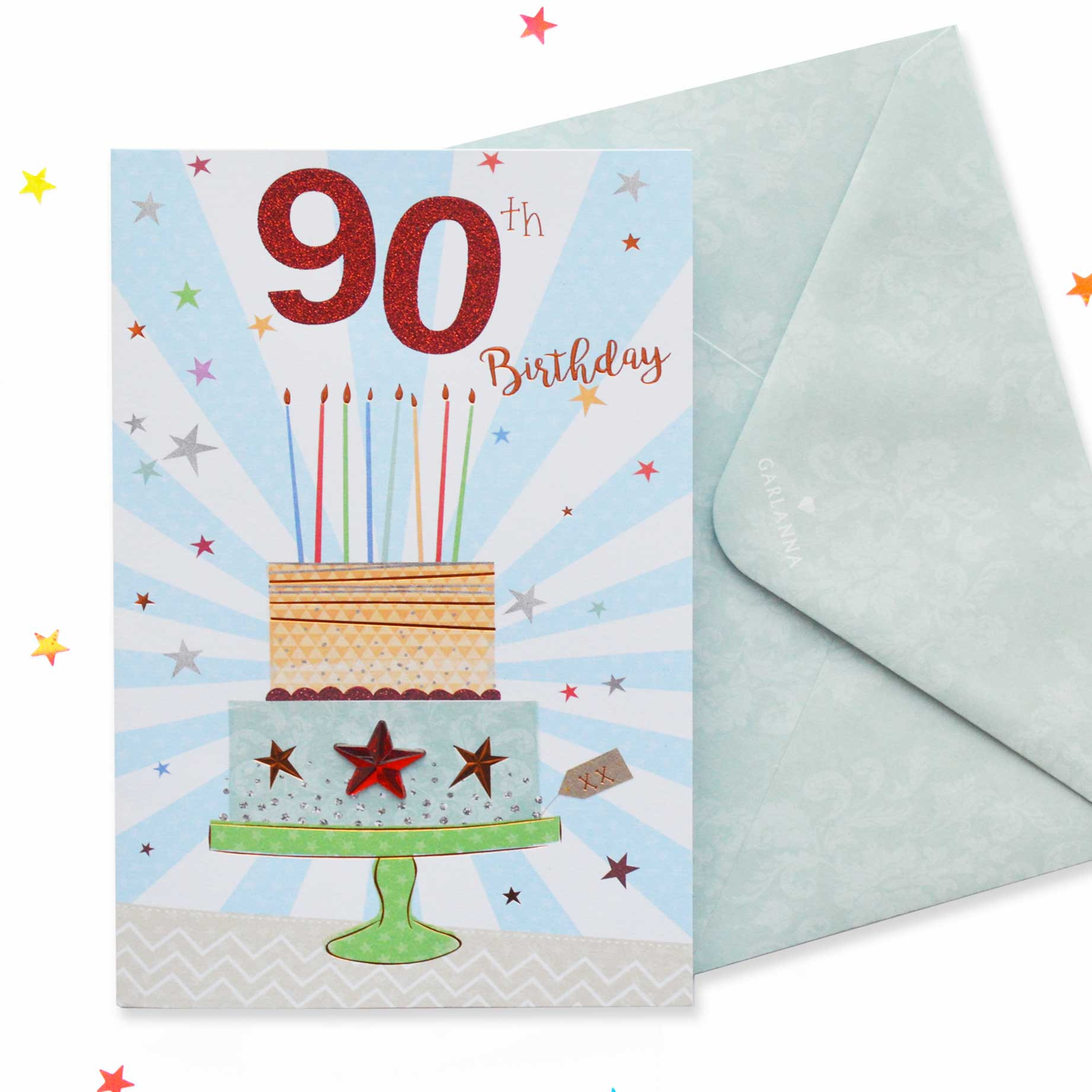 90th Birthday Cards
 Sparkle 90th Birthday Card Garlanna Greeting Cards