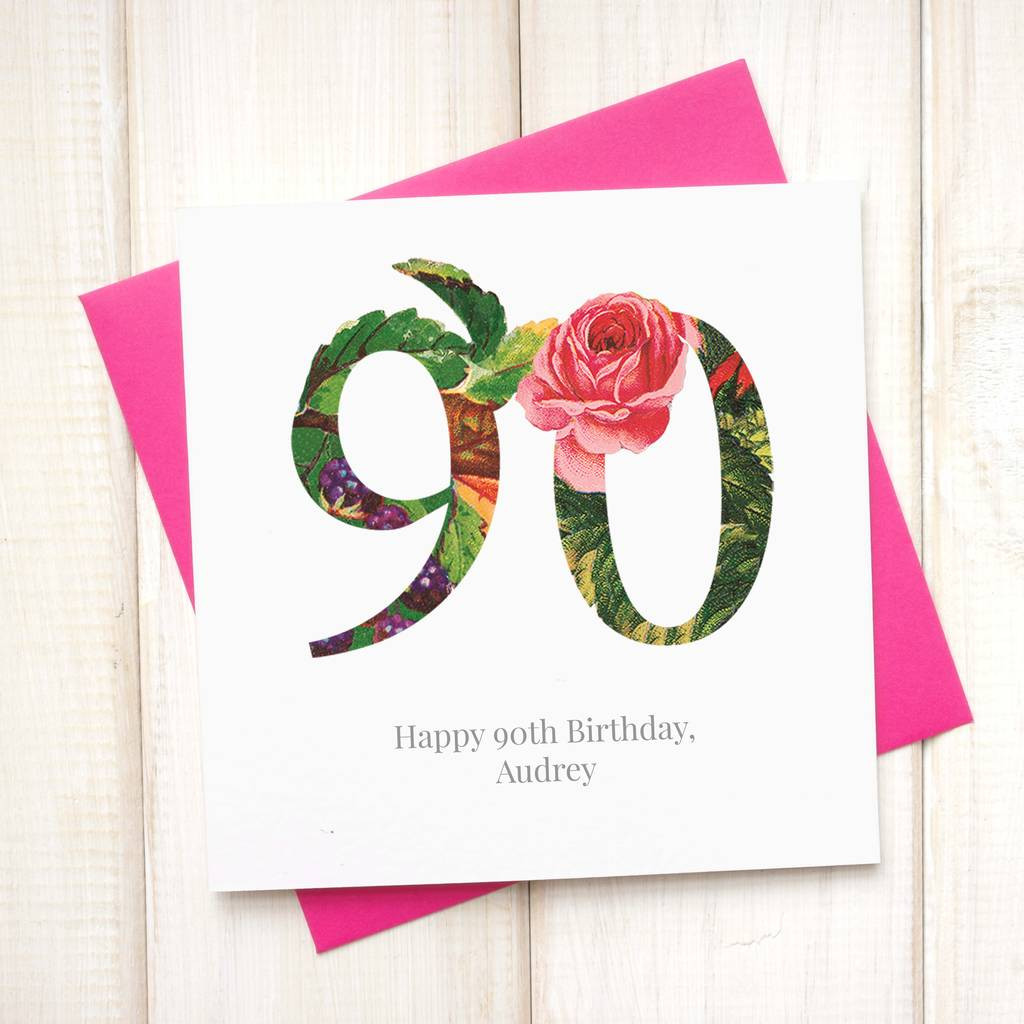 90th Birthday Cards
 Personalised 90th Floral Birthday Card By Chi Chi Moi