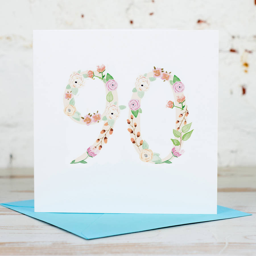 90th Birthday Cards
 floral 90th birthday card by yellowstone art boutique
