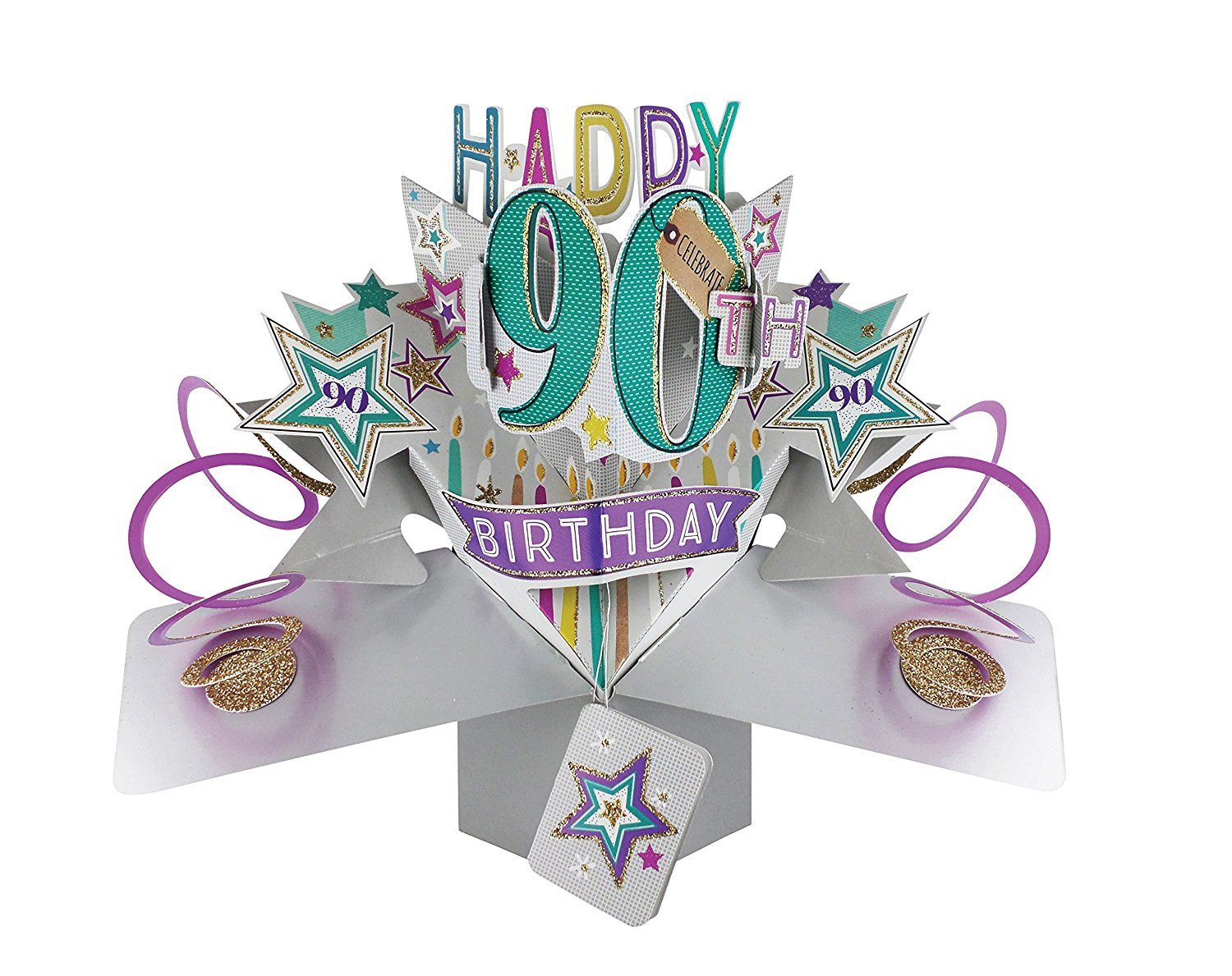 90th Birthday Cards
 Happy 90th Birthday Pop Up Greeting Card