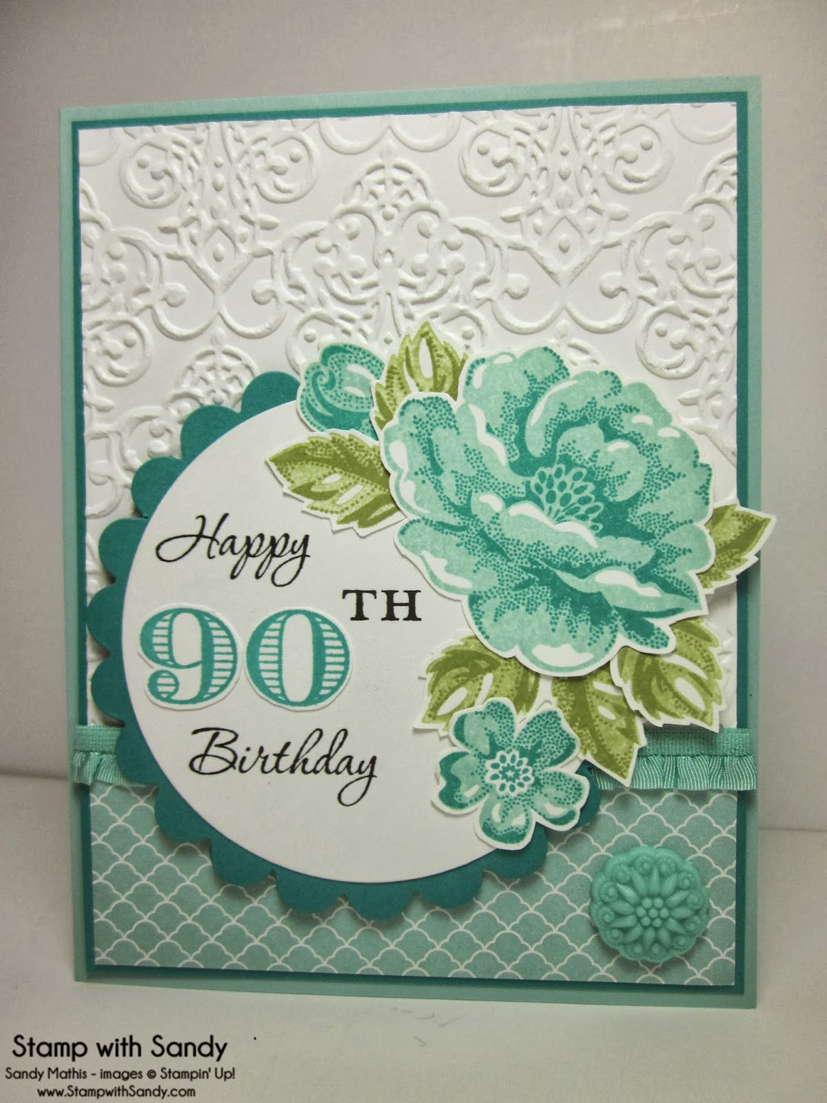 90th Birthday Cards
 Stamp with Sandy Stippled Blossoms 90th Birthday for The