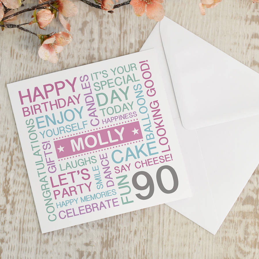 90th Birthday Cards
 Personalised 90th Birthday Card By A Type Design