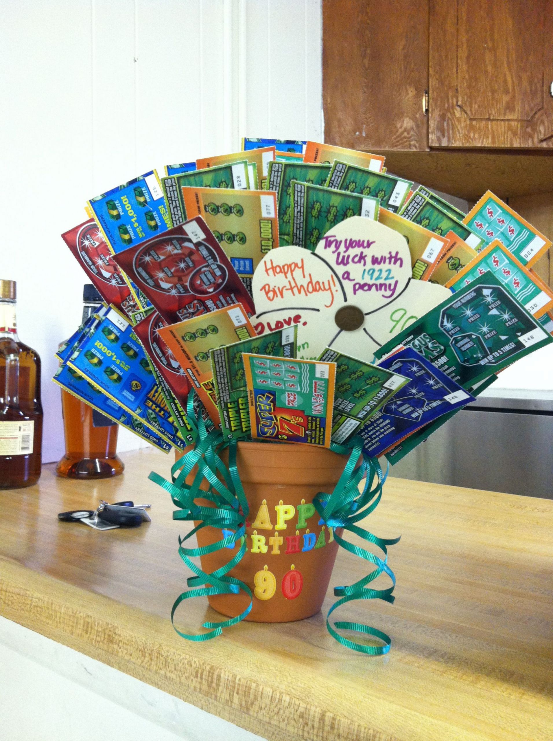 90Th Birthday Gift Ideas For Grandpa
 Lottery ticket t basket for grandpa s 90th birthday