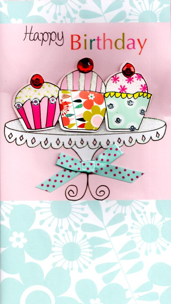 A Happy Birthday Card
 Cupcakes Pretty Happy Birthday Greeting Card