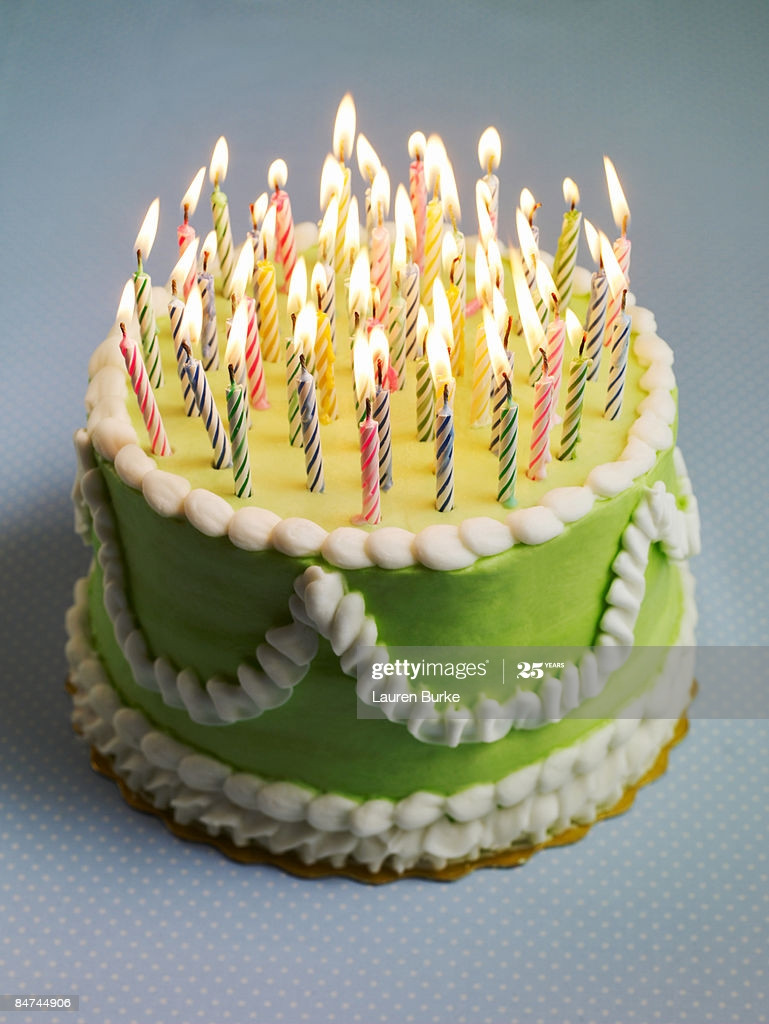 A Picture Of A Birthday Cake
 Birthday Cake With Many Candles High Res Stock