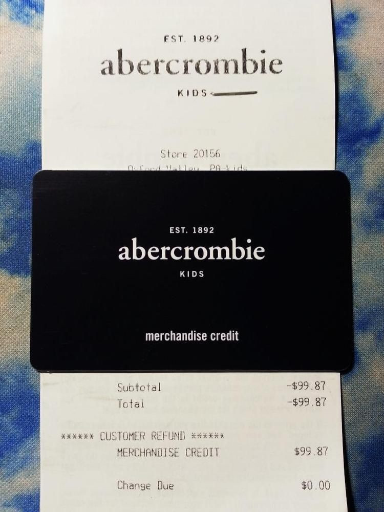 Abercrombie Kids Gift Cards
 A & F Abercrombie & Fitch Kids $99 87 Value Merchandise