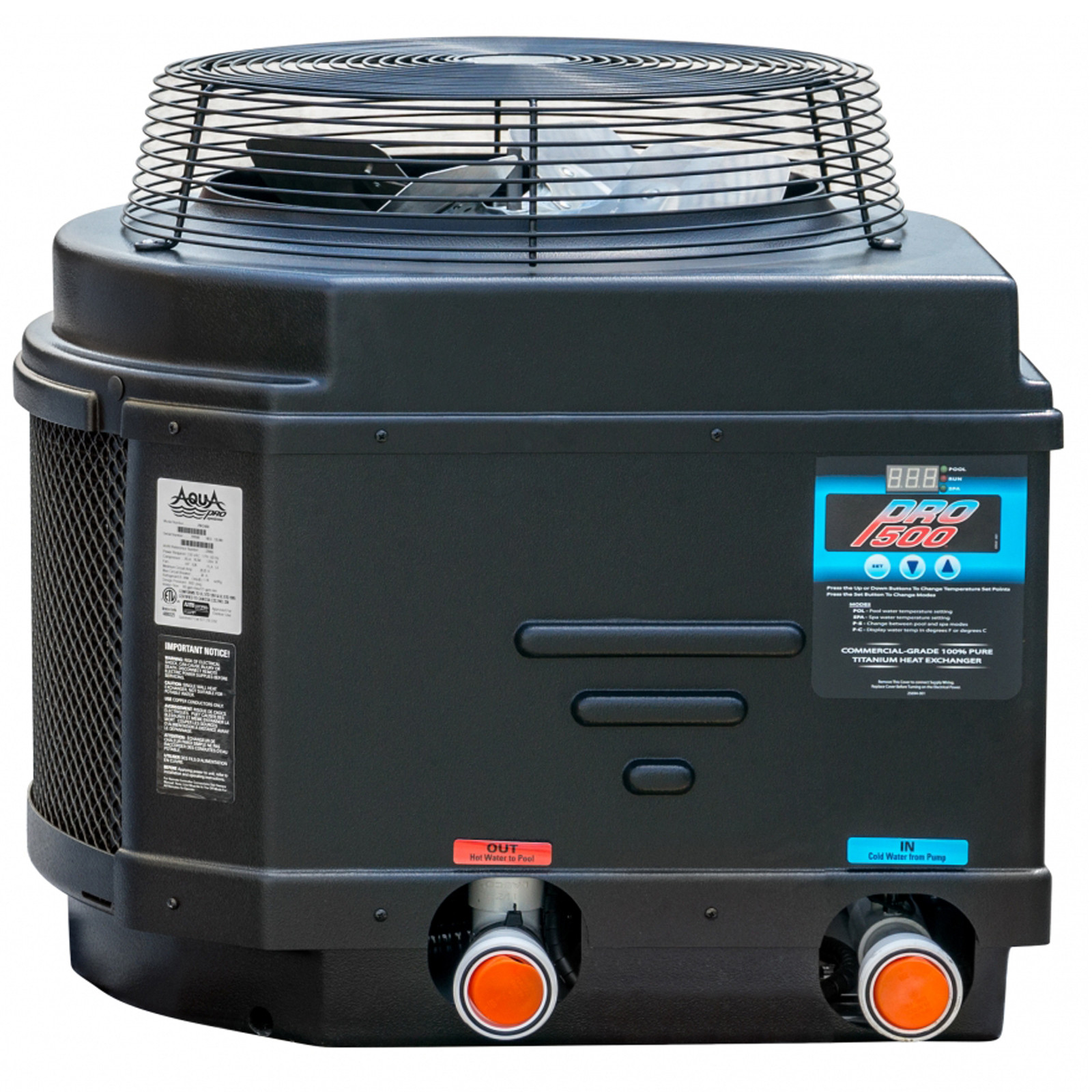 Above Ground Pool Heat Pump
 AquaPro PRO500 50 000 BTU Ground Swimming Pool Heat