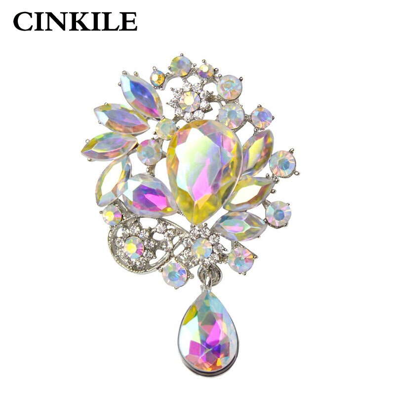 Acrylic Brooches
 CINKILE AB Color Acrylic Crystal Brooches For Women