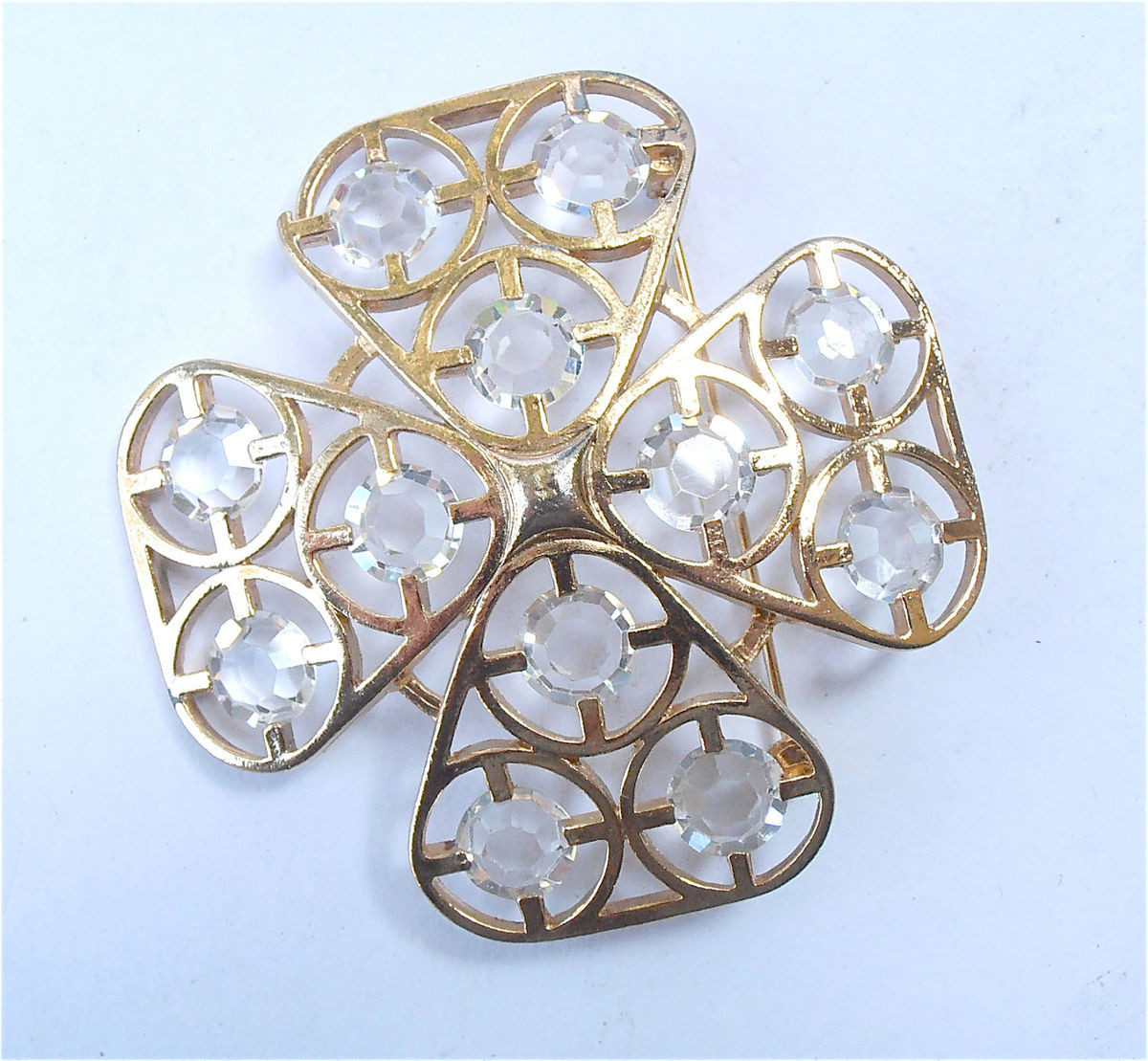 Acrylic Brooches
 Vintage Cross Brooch Vintage Clear Lucite Brooch Gold