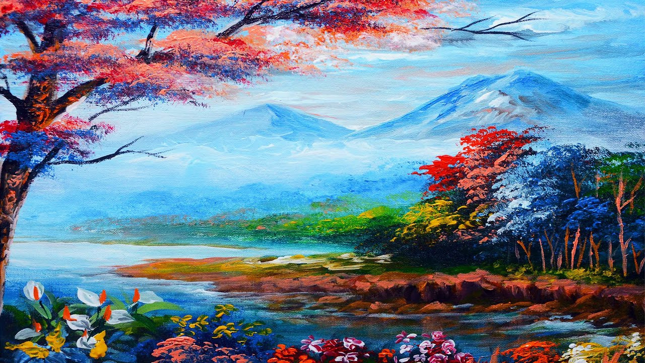 Acrylic Landscape Painting
 Basic acrylic landscape painting lesson River with