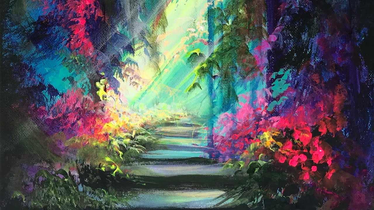 Acrylic Landscape Paintings
 ACRYLIC PAINTING of The Enchanted Garden