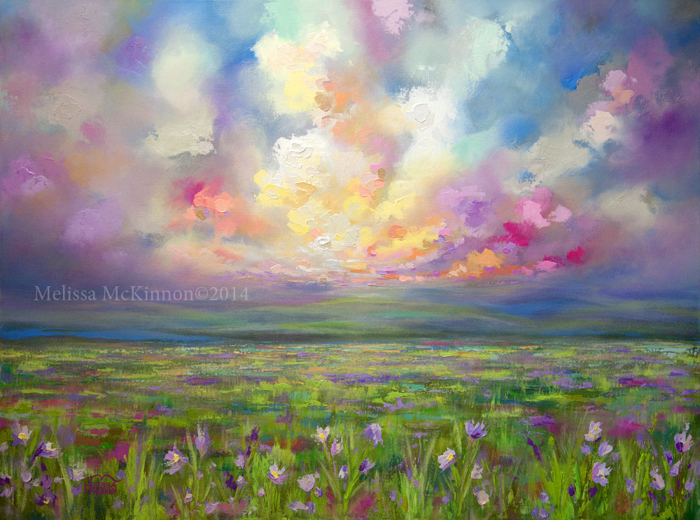 Acrylic Painting Landscape
 Colourful Prairie and Big Sky Abstract Landscape Painting