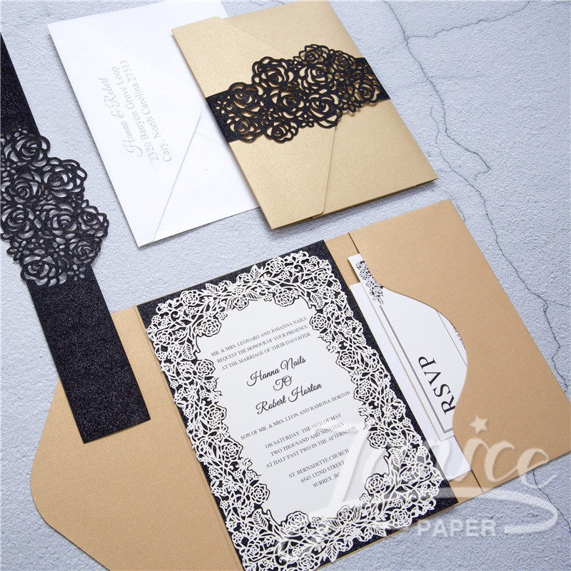 Affordable Pocket Wedding Invitations
 Affordable Luxurious Pocket Wedding Invitation WPFB2116