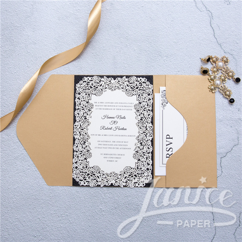 Affordable Pocket Wedding Invitations
 Affordable Luxurious Pocket Wedding Invitation WPFB2116