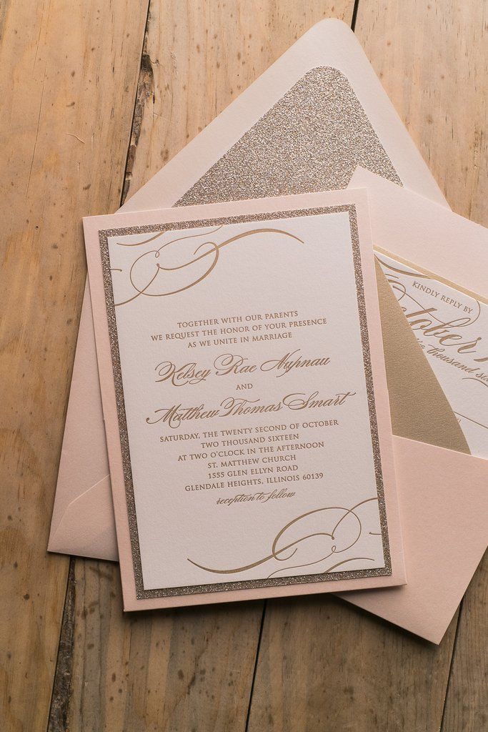 Affordable Pocket Wedding Invitations
 THERESA Suite Panel Pocket Package blush and gold