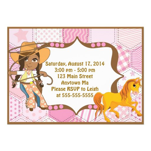 African American Birthday Invitations
 African American Cowgirl Birthday Invitation 5" X 7