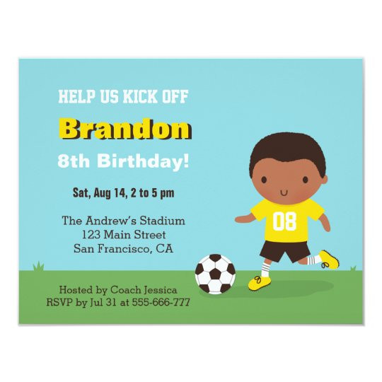 African American Birthday Invitations
 Cute African American Boy Soccer Birthday Party Invitation